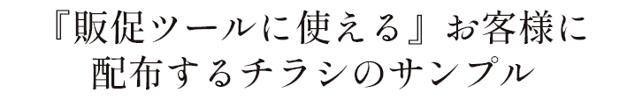 『販促ツールに使える』お客様に配布するチラシのサンプル