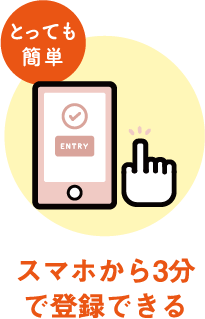 スマホから3分で登録できる
